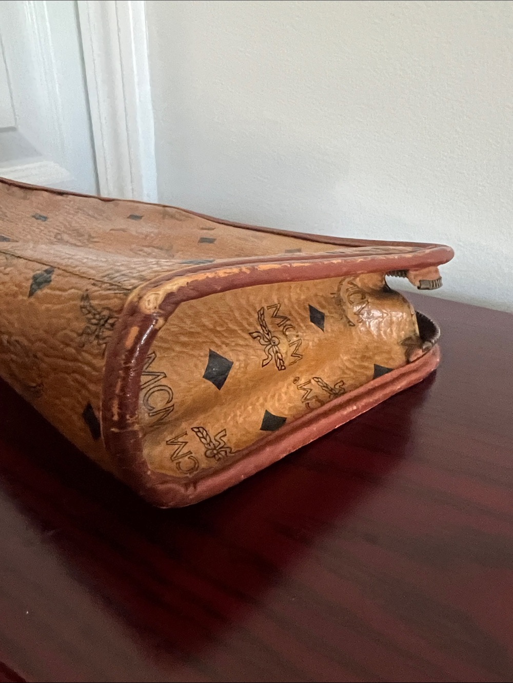 MCM Cognac Visetos Monogram Clutch with Brown Trim - Picture 6 of 15